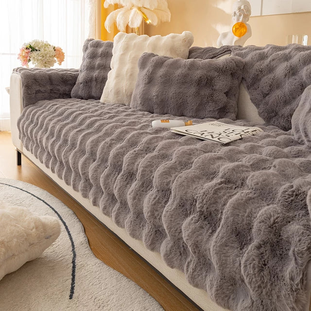 PlushLounge - Super Soft Shaggy Universal Non-slip Plush Sofa Cover